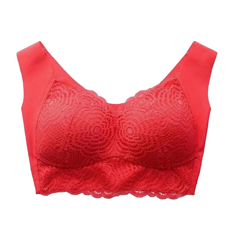 

GAOKE Wire Free Lace Bras For Women Plus Size Vest Lingerie Thin Cup Brassiere Eveyday Wear Women's Vest Bra