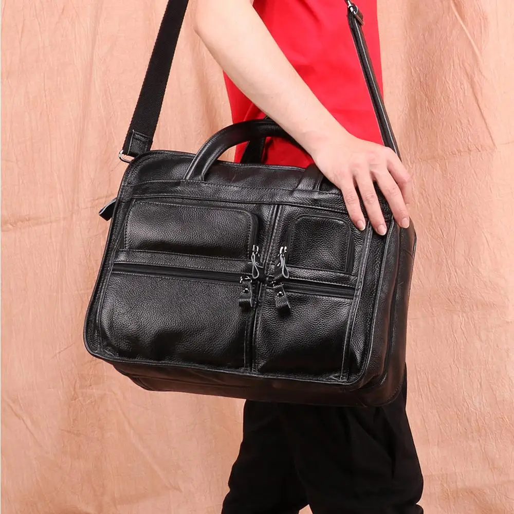 large men genuine leather handbags male business office laptop bag mens leather travel shoulder bag brand design messneger bag free global shipping