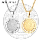 Вращающийся кулон в виде медальона в стиле Сан-Бенито, ожерелье из нержавеющей стали 316L, крест Иисуса, ожерелье для мужчин, католические украшения