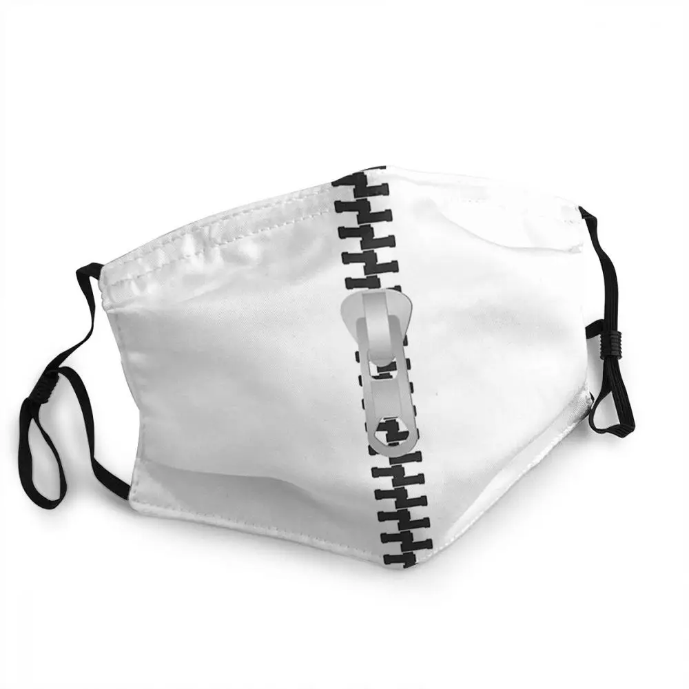 

Funny Zipper White Men Women Non-Disposable Mouth Face Mask Anti Haze Dustproof Protection Cover Respirator Mouth Muffle