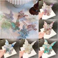 color butterfly catch clip hair claw for women girls acetate resin hairpin clip gradient tie dye girls hair clips barrettes
