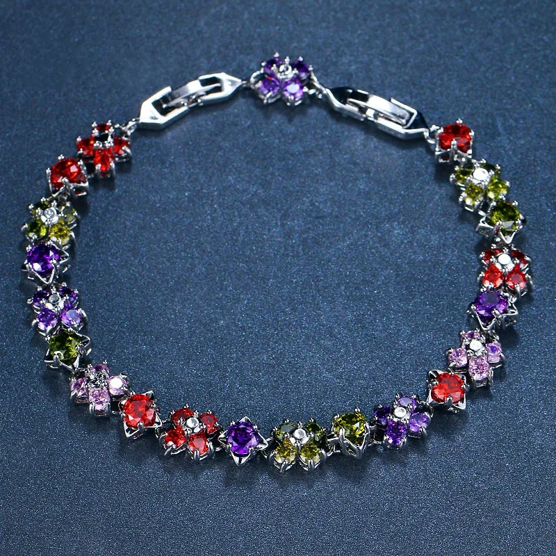 

ORZTOON винтажные очаровательные цветные круглые циркониевые браслеты для женщин Серебряный цвет латунный браслет модные свадебные ювелирны...