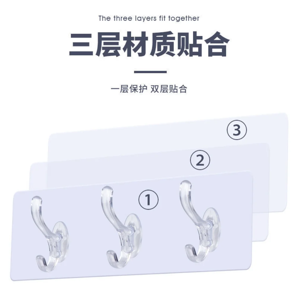 

Strong Viscose Hook Kitchen Wall Hanging 6-Row Hook Creative Corner Bathroom Nail Free Traceless Hanger Clothes Hook