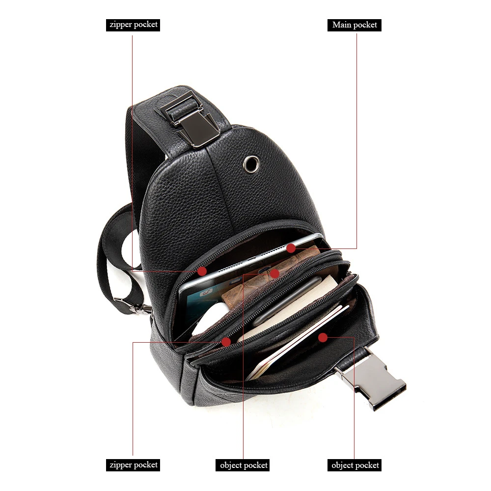 

Men Genuine Leather Chest Bag Crossbody Shoulder Bag Sling Bags Backpack Messenger Bag Daypack For Business Casual Sport Hiking