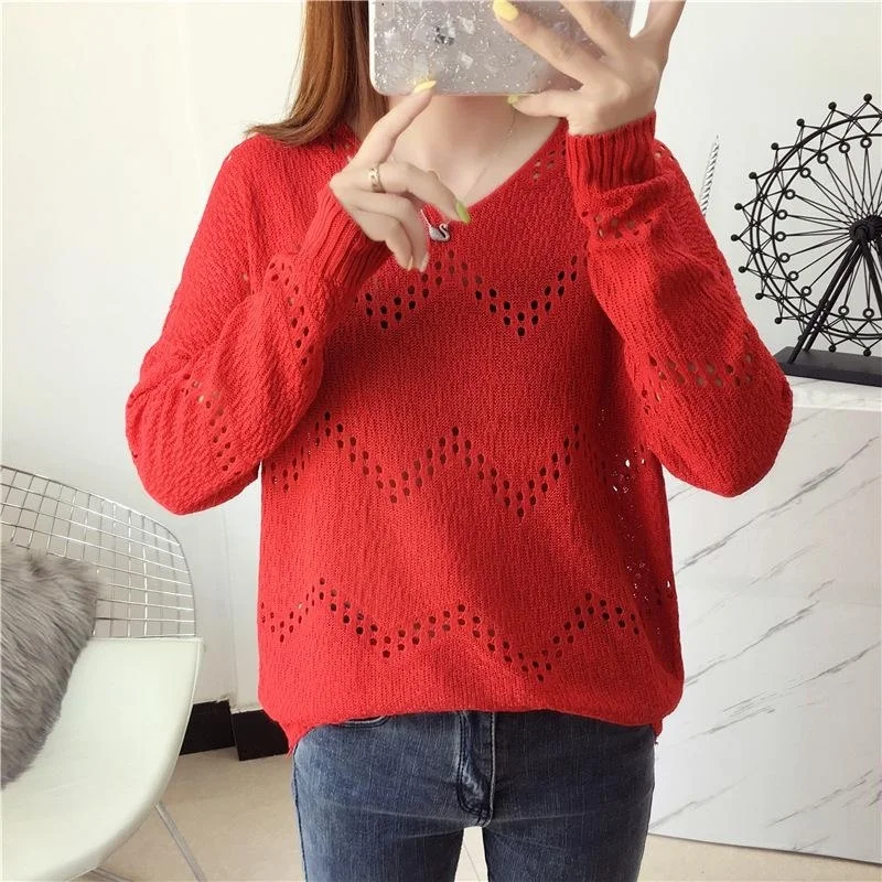 Женский осенне-зимний свободный свитер пуловер Рождественский с V-образным