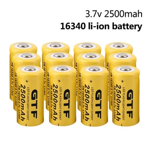 New 2-20pc 16340 Battery 3.7V 2500mAh CR123A CR123 16340 Rechargeable Lithium Battery for Laser Pen LED Flashlight Headlamp Cell