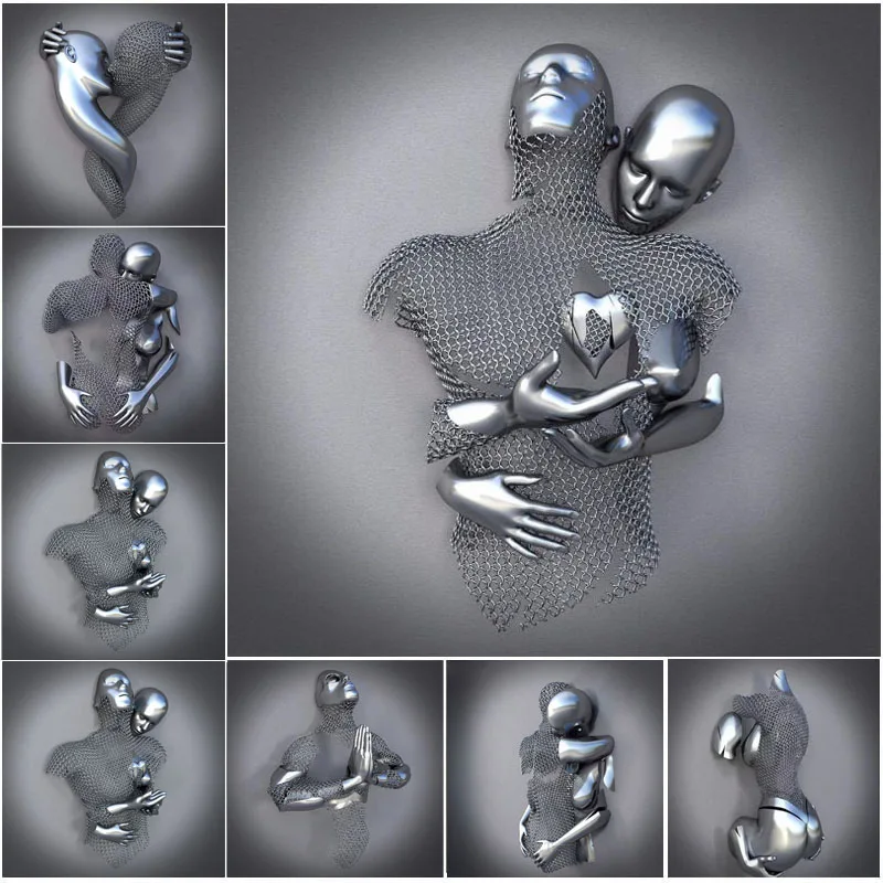 

Metal Figure Statue Canvas Painting Lover Sculpture Posters and Prints Wall Art Living Room Hotel Home Decor Cuadros Pictures