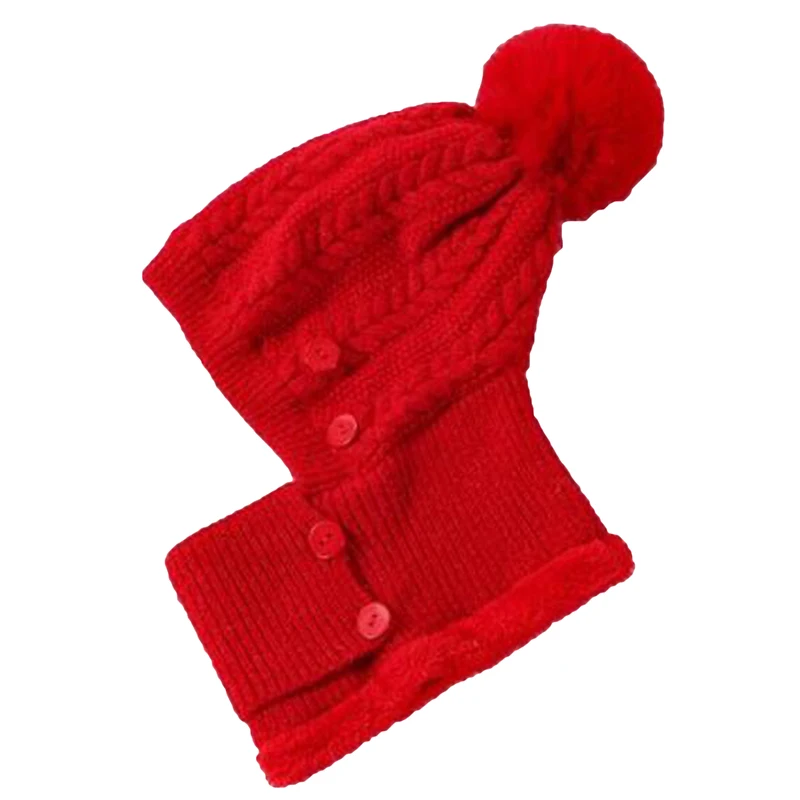 

Winter Warm Knitted Hat Neck Mask Hat Women Outdoor Cycling Coldproof Plus Plush Wool Hat Rabbit Hair Ball Bucket Hat