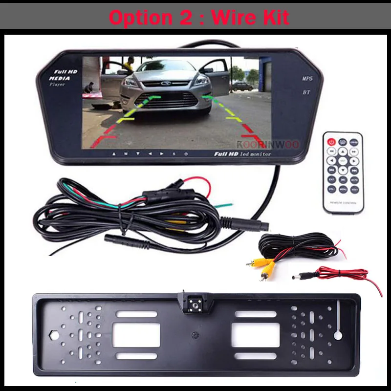 Option 2 Koorinwoo HD 1024P автомобильное зеркало с монитором Экран для sony CCD с заднего вида автомобиля Camaera заднего света 7 дюймов медиа телефонными разговорами через Bluetooth телефон USB SD музыкальный плеер обратный Camaera парковки Системы на тонкопленочных транзисторах на тонкоплёночных транзисторах ЖК-дисплей Дисплей видео Вход Accossories - Цвет: Option 2