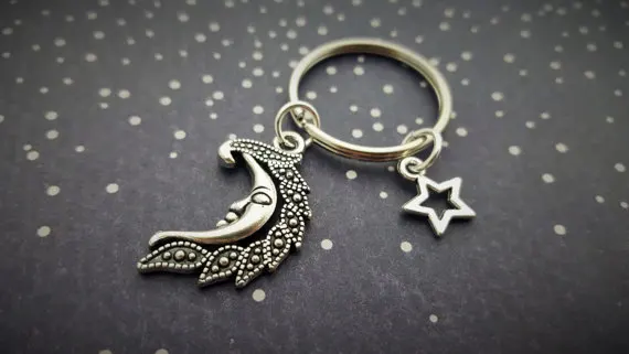 

Star Jewelry Sun Moon Star Pendant Key Chain Ring Lovers Good Friend Charm Women Jewelry Accessories