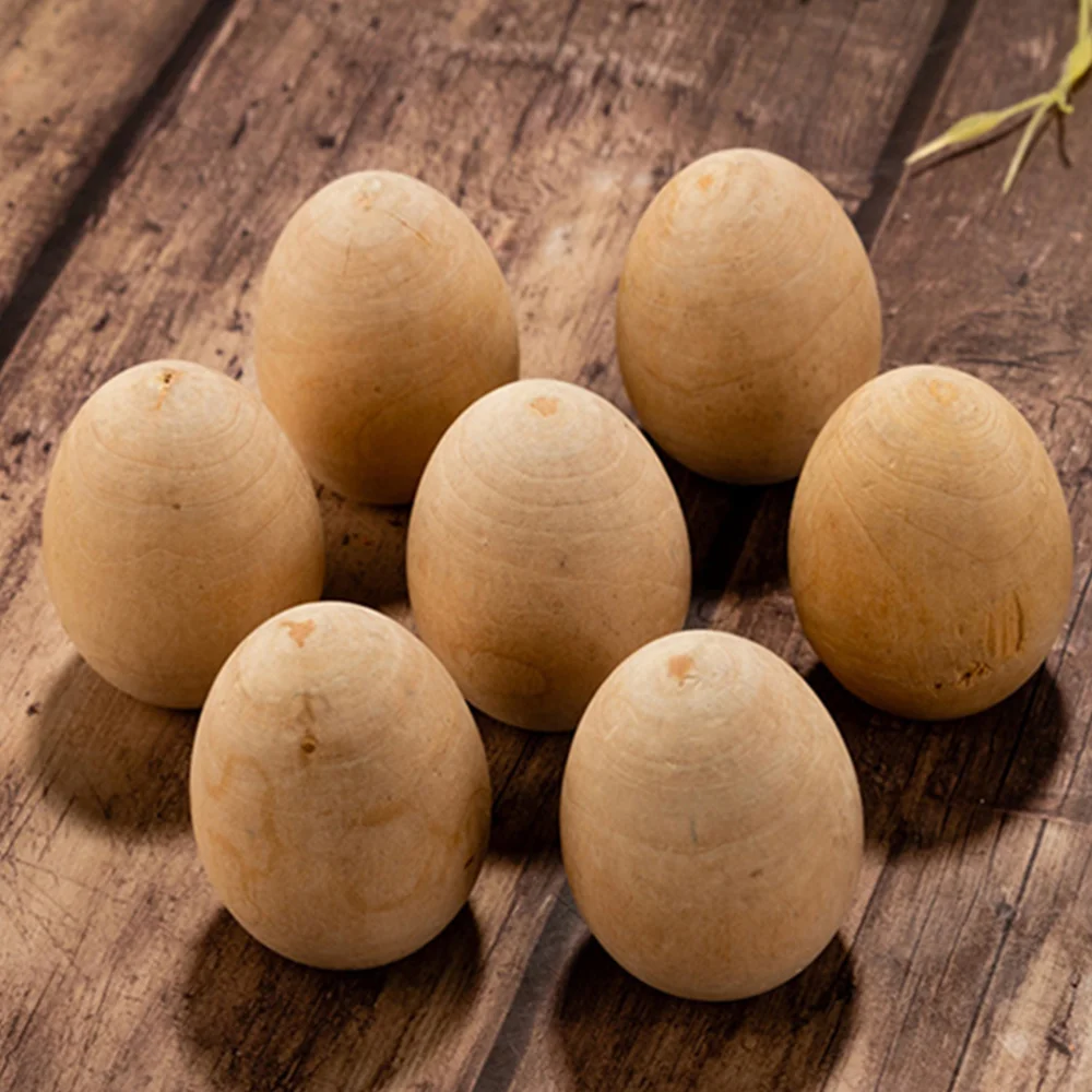 

20Pcs Easter Kids DIY Craft Wooden Egg Flat Bottom Unfinished Wood Eggs