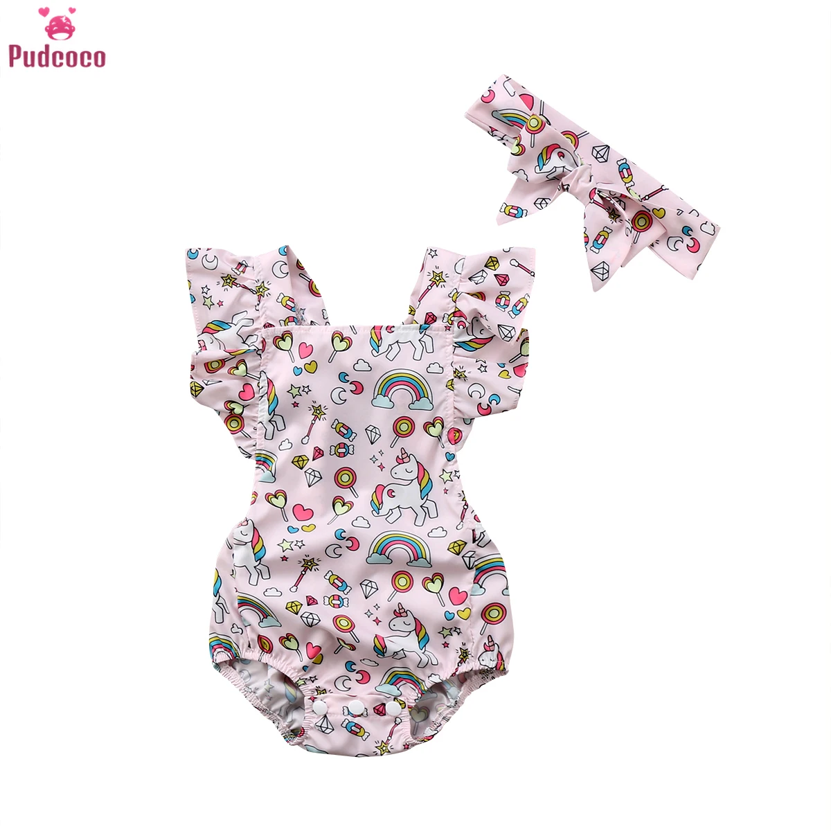 С принтом Радуга Единорог новорожденных одежда Одежда для девочек с милой
