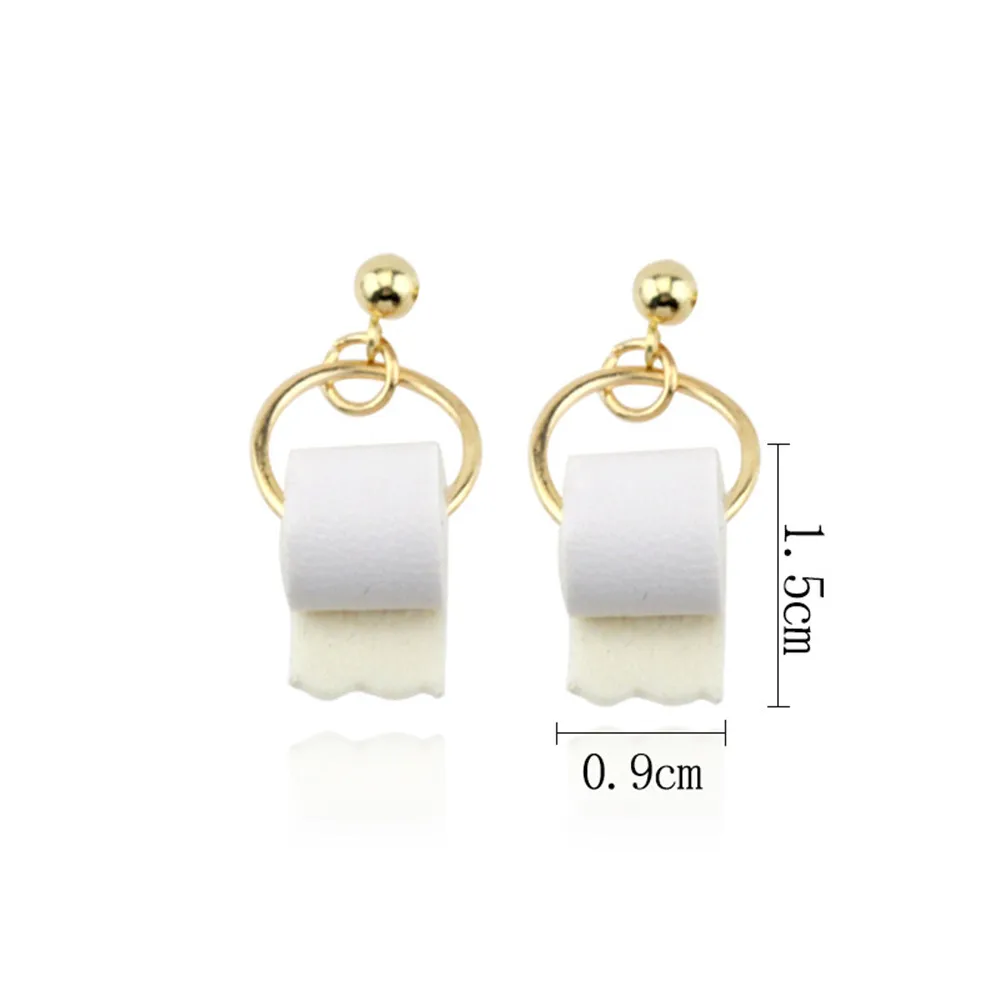 

New 2020 Funny Earrings 3d Roll Paper Earring Geometric Creative Paper Towel Toilet Paper Studs For Women