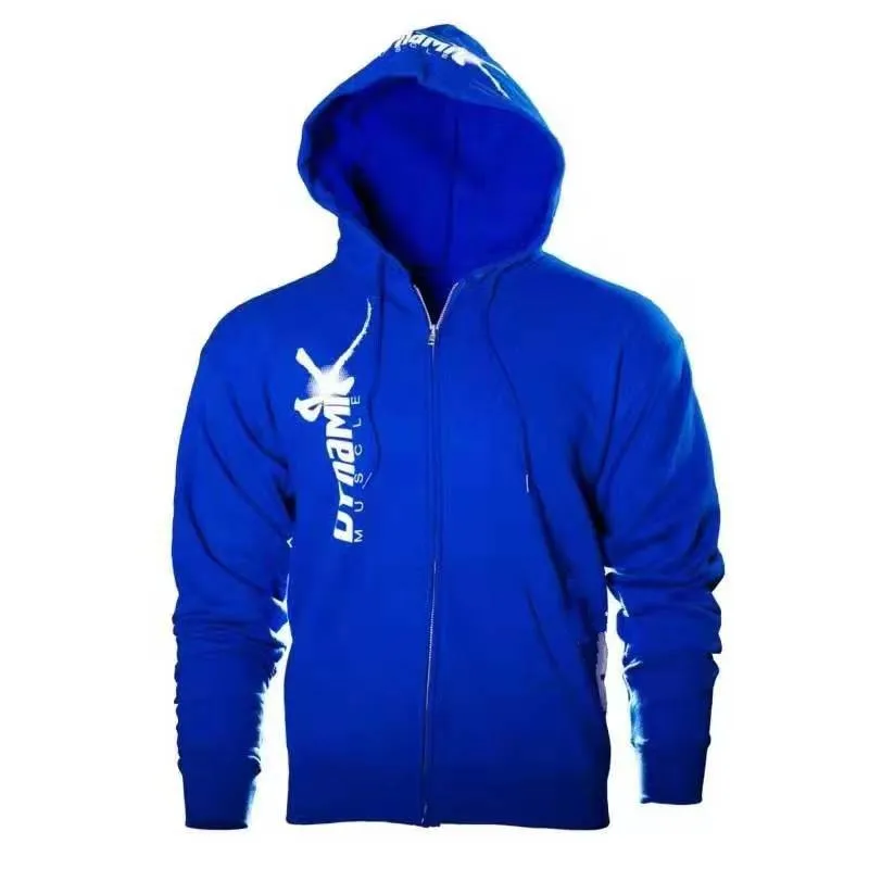 Синий Thin Fitness Black Hooded Sweatshirt Big Pocket Bodybuilding Hoodies Men Gym Sweatshirt For Men Zipper Long Sleeve Hoodies - Цвет: Синий