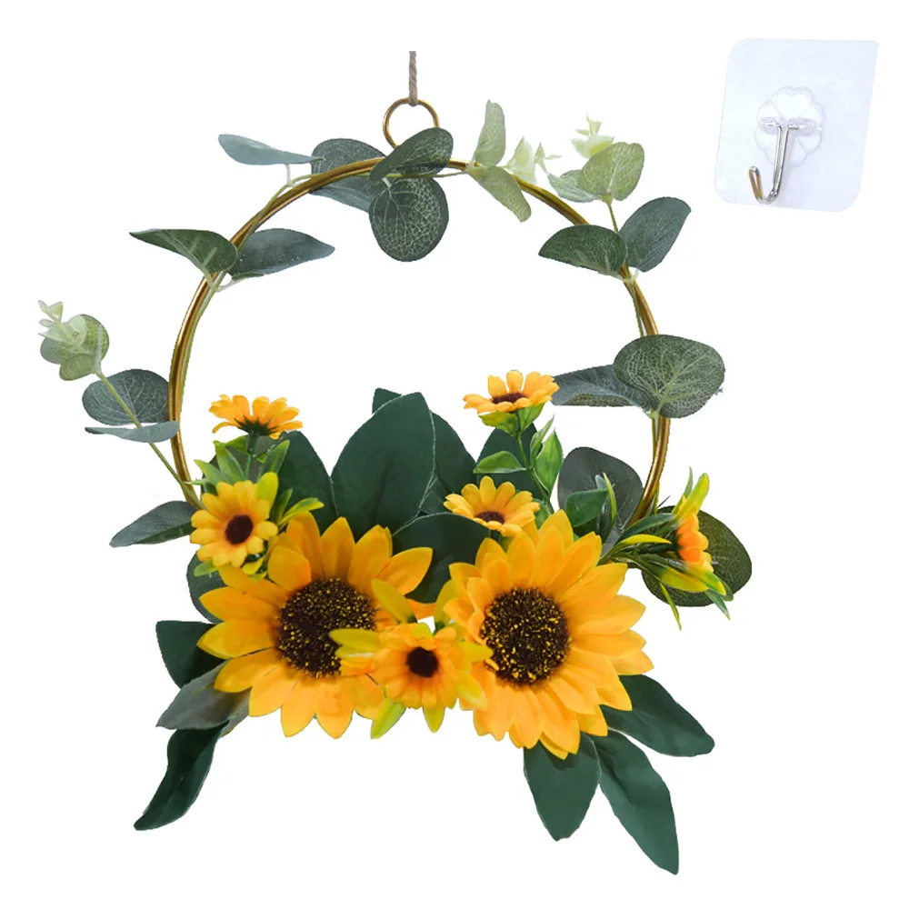 

Гирлянда, венок, настенная Подвеска для дома, искусственное металлическое кольцо, подсолнух
