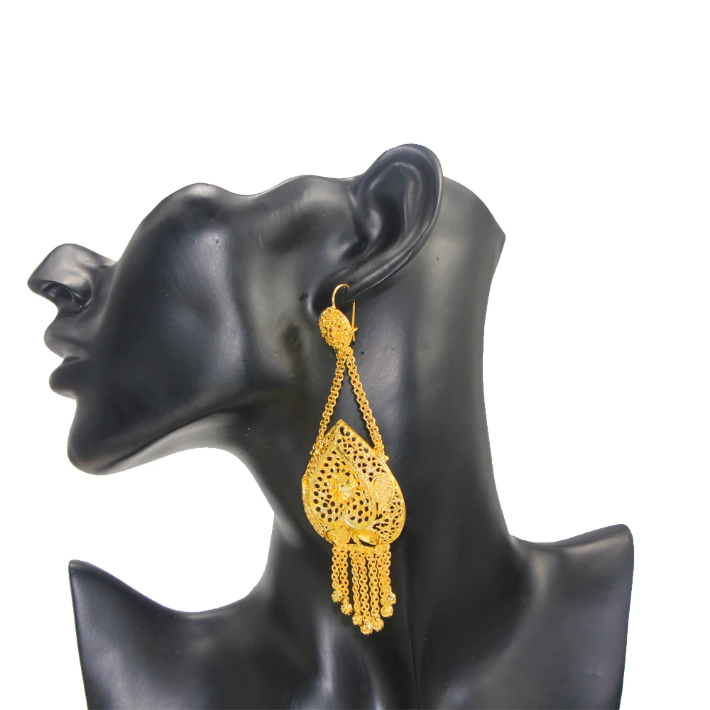 Серьги кисточки из меди золотого цвета JUST FEEL Новые Медные большого размера для