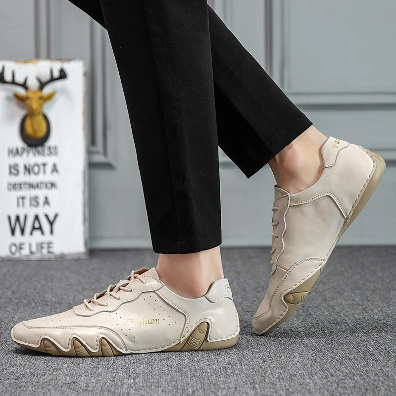 Кроссовки мужские из натуральной кожи повседневная модельная удобная обувь на