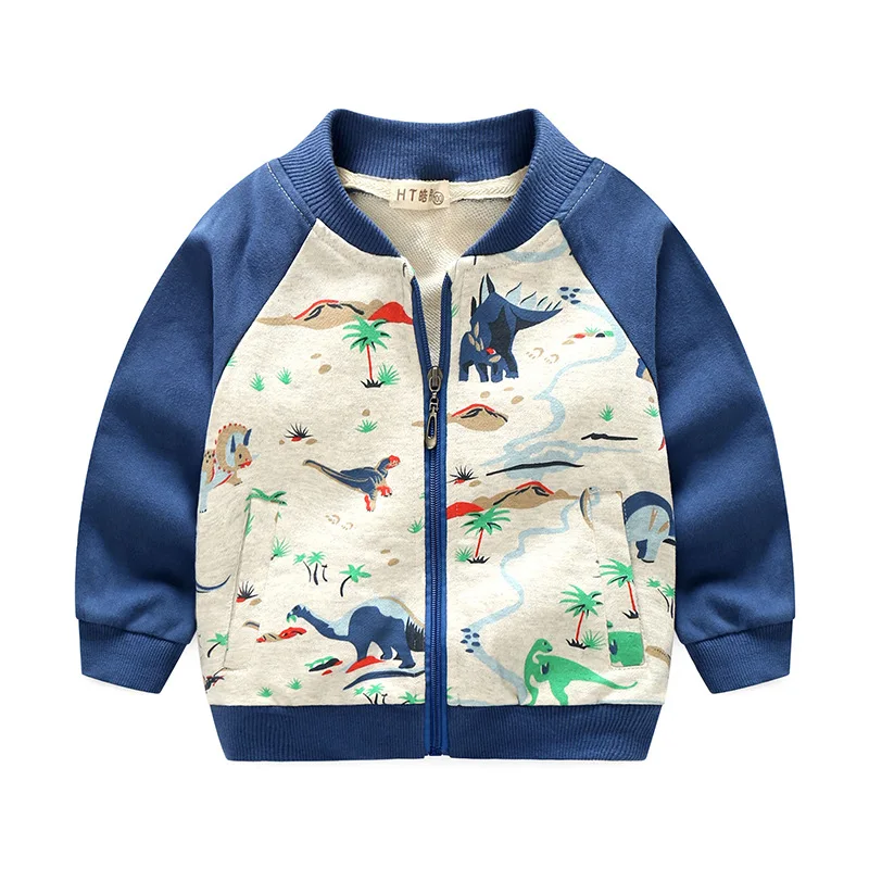 

BBD Kids Coat Spring Autumn Hot Selling Boys Cotton Terry Zipper Dinosaur Round Neck Long Sleeve Jacket Infant Chaqueta New