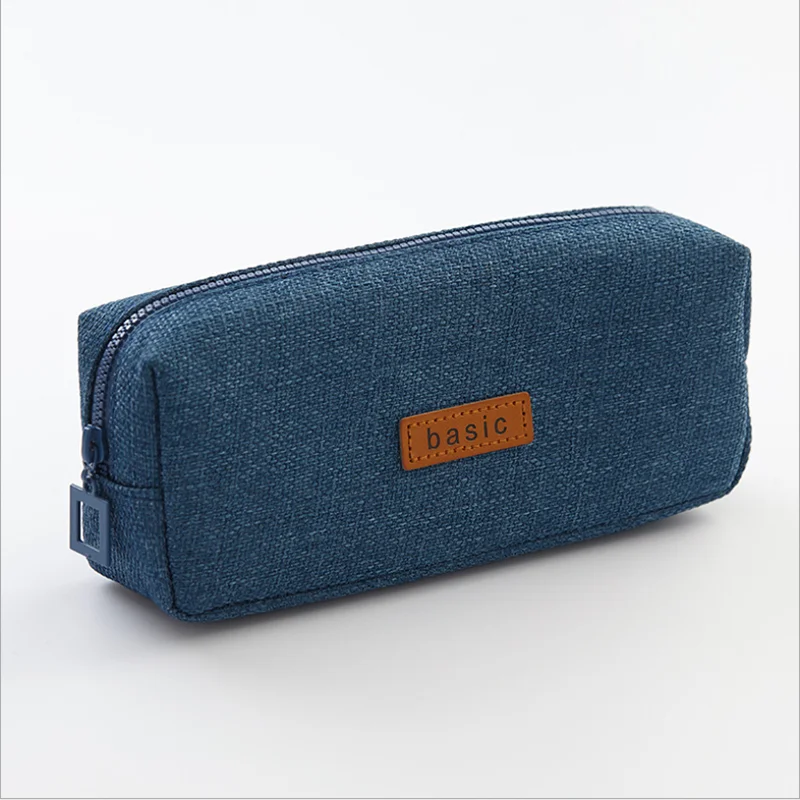 Креативный простой квадратный пенал для карандашей сплошной цвет хлопок и лен