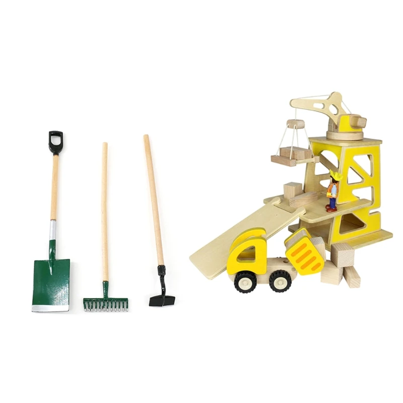 

C5AD 1/12 Scale Mini Shovel Rake Garden Tools Model Dollhouse Miniature Accessories