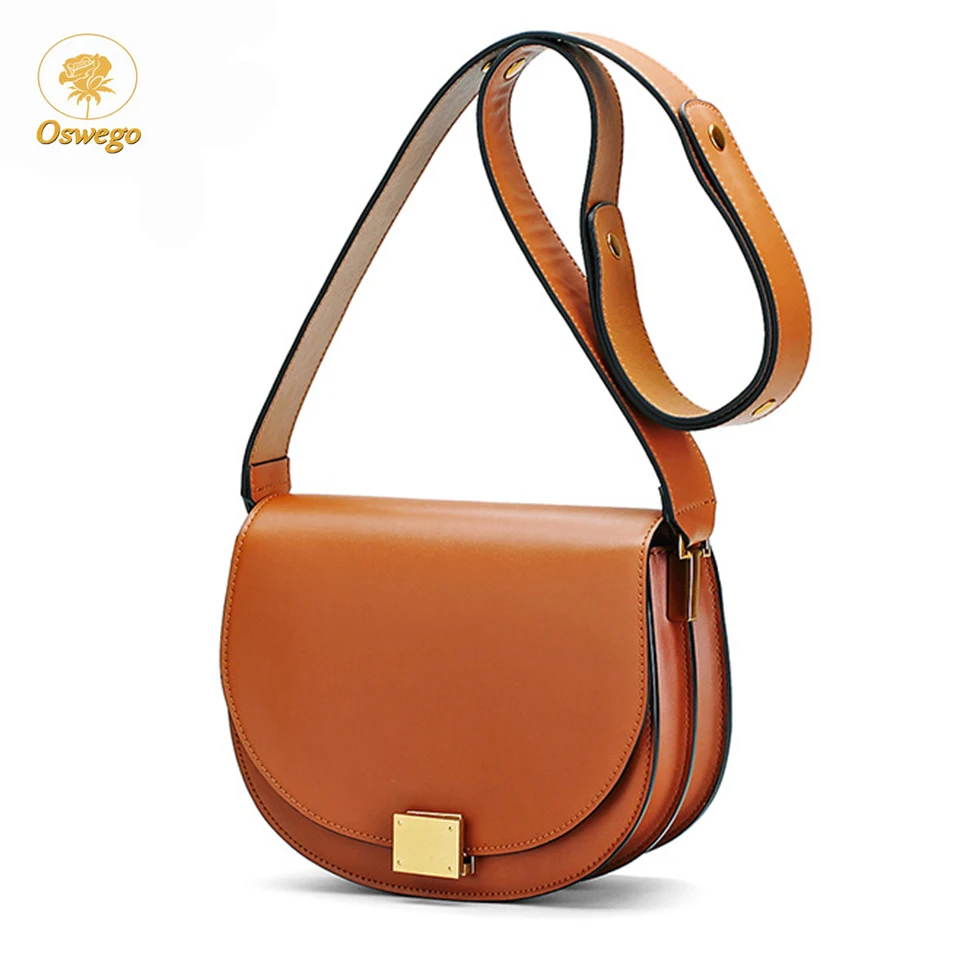 Женская сумка Кроссбоди Oswego винтажная кожаная полукруглая на плечо с широким