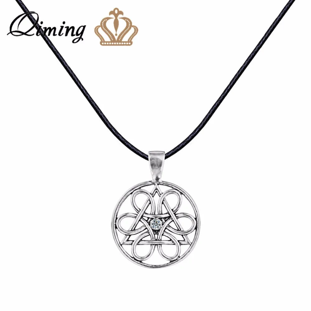 QIMING колесо жизни кулон ожерелье для женщин CZ кристалл мужские ювелирные изделия
