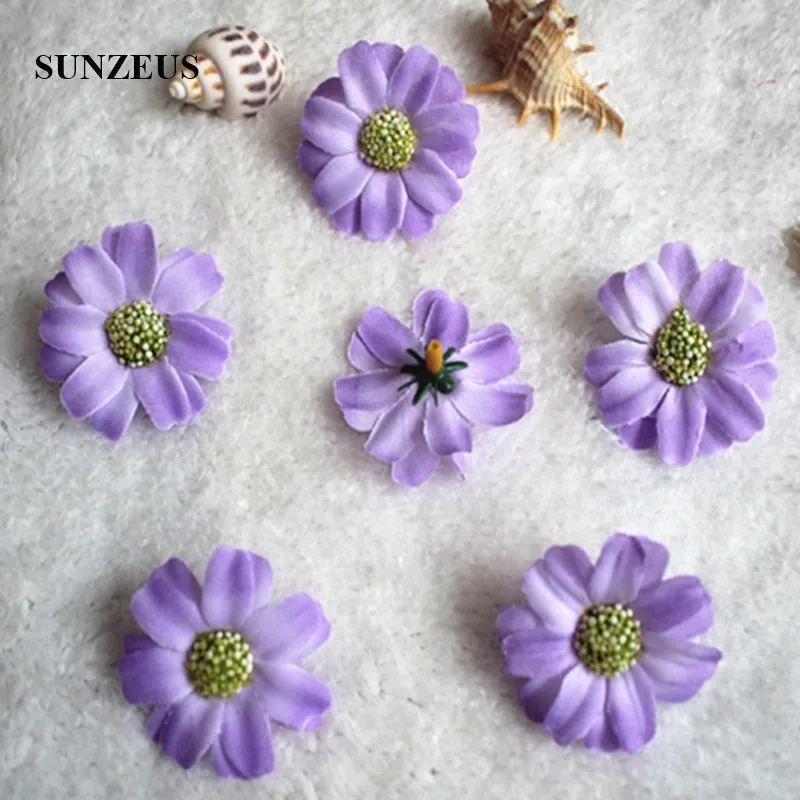 light purple 4,5 см Искусственные Свадебные цветы украшения ручной работы маленький Подсолнух хризантемы DIY Свадебные цветы аксессуары SJ001 - Цвет: light purple