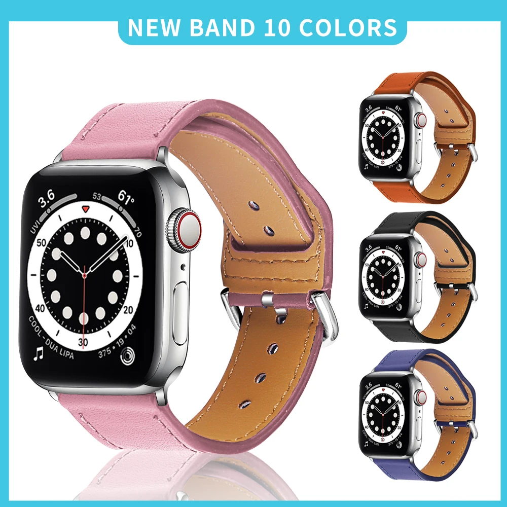 Ремешок из натуральной кожи для apple watch band 42 мм 44 series 5 4 браслет наручных часов 38 40
