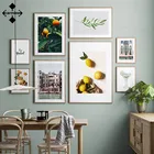 Настенные картины в скандинавском стиле, плакаты и принты с изображением апельсина, лимона, Мохито, простые буквы, картины на холсте, украшение для дома в европейском стиле