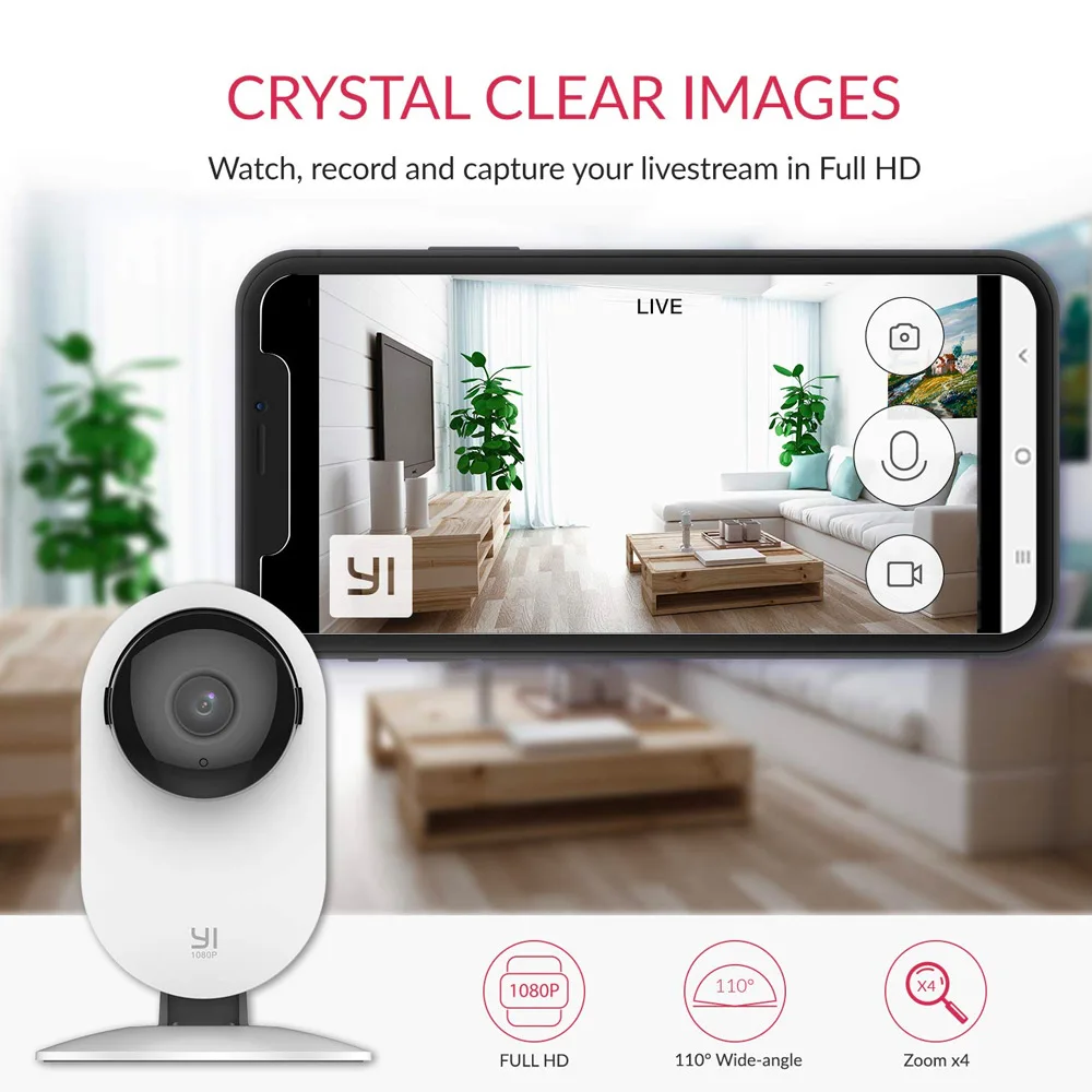YI Baby Monitor 1080P цветная Видео няня Мини камера наблюдения с Wifi Babyphone Cam Детская
