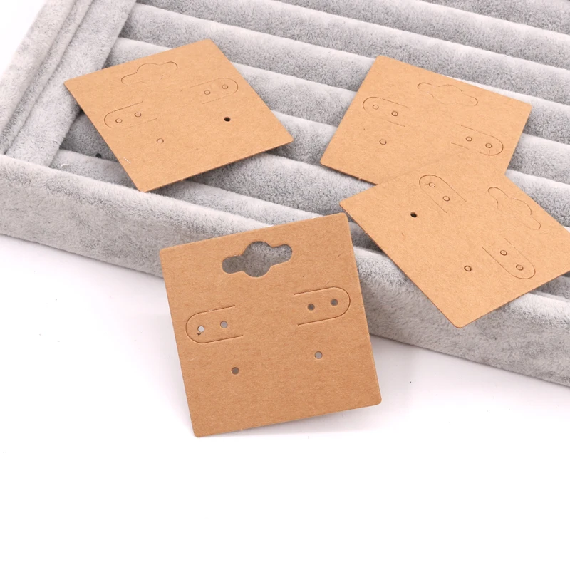

Kraft Paper Packaging Card for Jewelry Earring 100pcs 5x5cm Ear Studs Earrings Display Cards 3Colors Earing Clip CardsTags