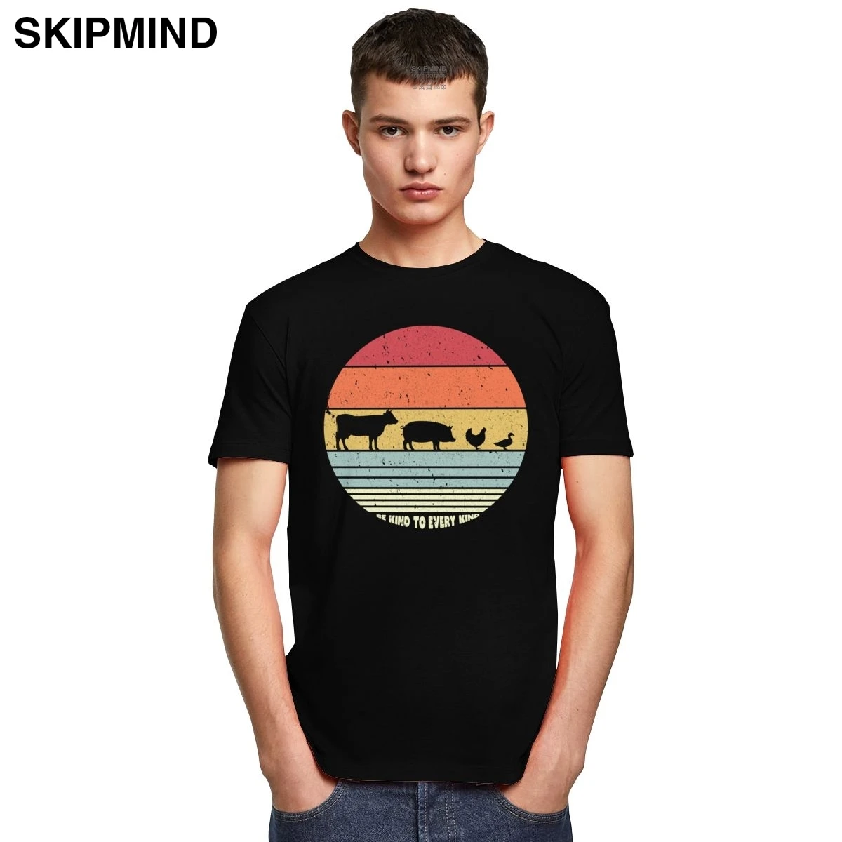 Быть Вид к каждому Мужская футболка из хлопка в стиле 70-х вегетарианские овощные