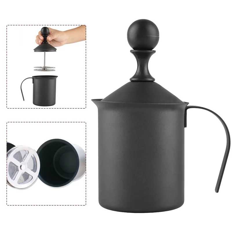 

400ml/800ml Stainless Steel Double Mesh Milk Creamer Foamer Manual Milk Frother for Foam Cappuccino Latte Coffee Coffee Tool New
