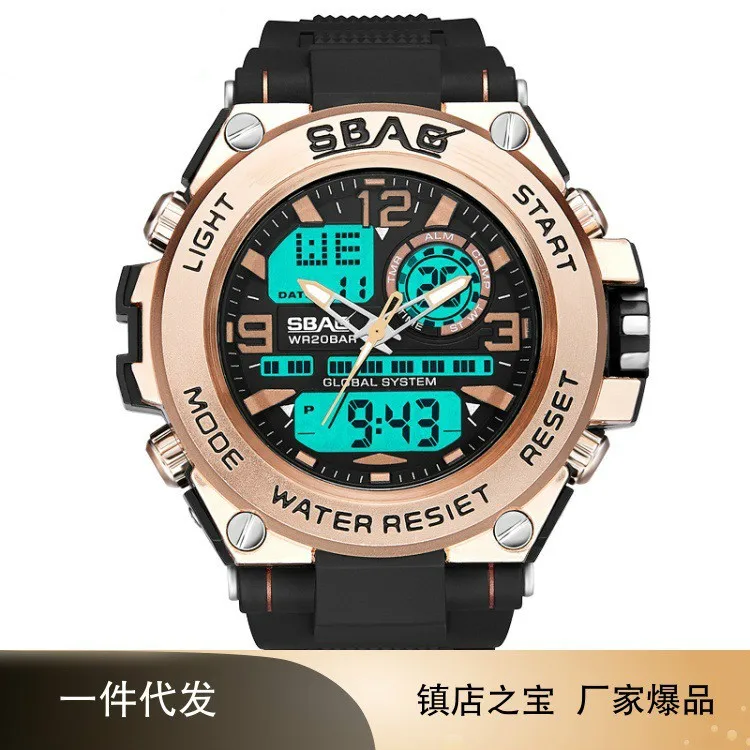 Мужские часы с ремешком из ПУ кожи светящиеся будильник многофункциональные