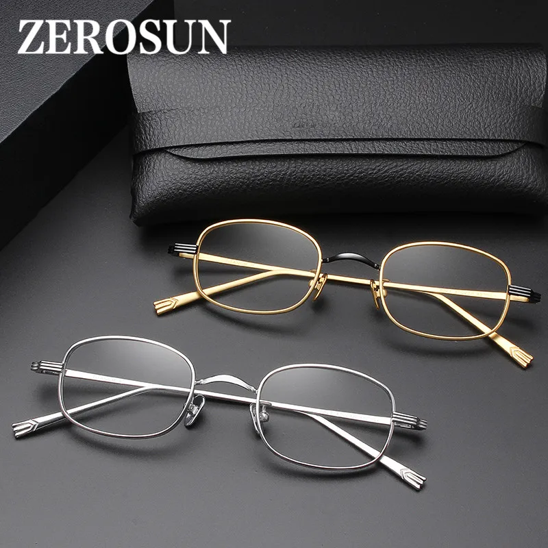 Очки Zerosun мужские титановые небольшие прямоугольные с диоптриями при