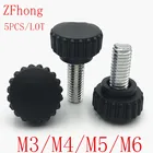 5 шт.лот m3 m4 m5 m6 m8, нейлоновый круглый пластиковый винт с накаткой и головкой, черный бакелитовый ручной винт