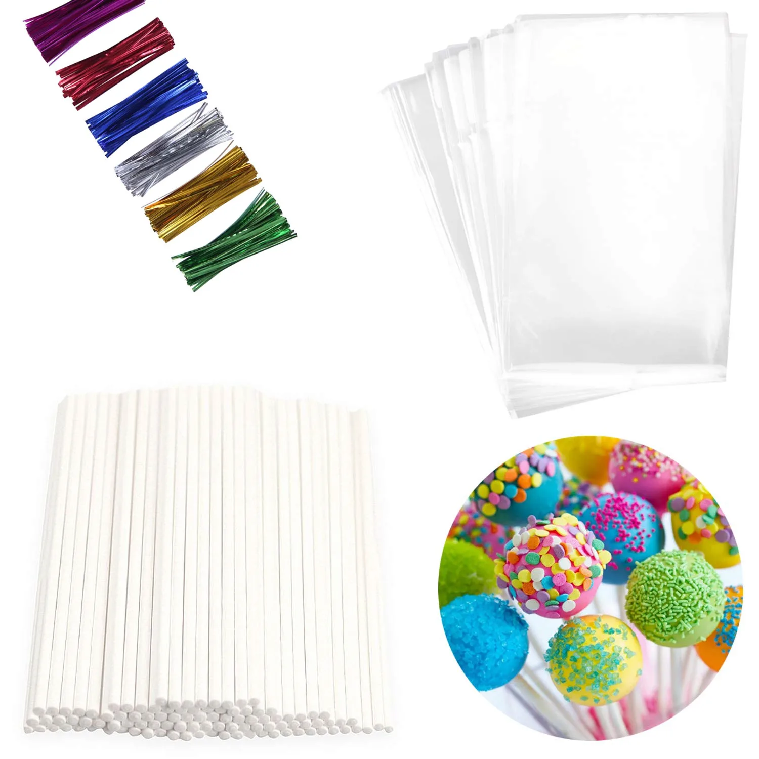 Набор палочек для леденцов и выпечки включает 100 посылок разноцветных