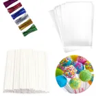 Набор палочек для леденцов и выпечки, включает 100 палочек для посылок, 100 палочек для палочек, 100 разноцветных металлических поворотных галстуков