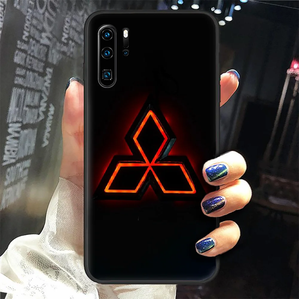 

Mitsubishi car logo Phone Case Cover Hull For Huawei P8 P9 P10 P20 P30 P40 Lite Pro Plus smart Z 2019 black cell cover painting