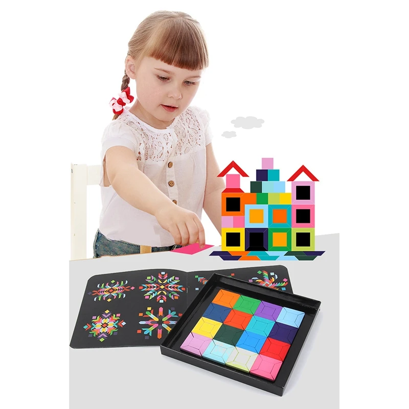

Rainbow netic Jigsaw Puzzle for Children Kids Tangram Wooden Wood Educational Toys for Learning Toys