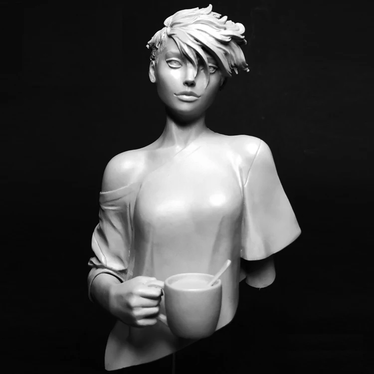 

110mm Resin Model Bust GK, Woman drinking coffee-Good morning, Estrella, Urban theme, Unassembled and unpainted kit