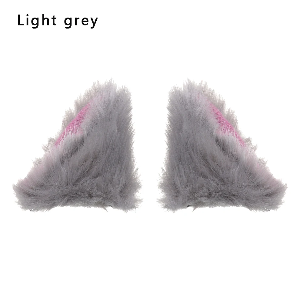 1-light grey 1 пара, косплей, вечерние, плюшевые, с кошачьими ушками, на клипсах, длинные меховые уши, костюм, заколка для волос, на Хэллоуин, вечерние, Мультяшные заколки для волос - Цвет: 1-light grey