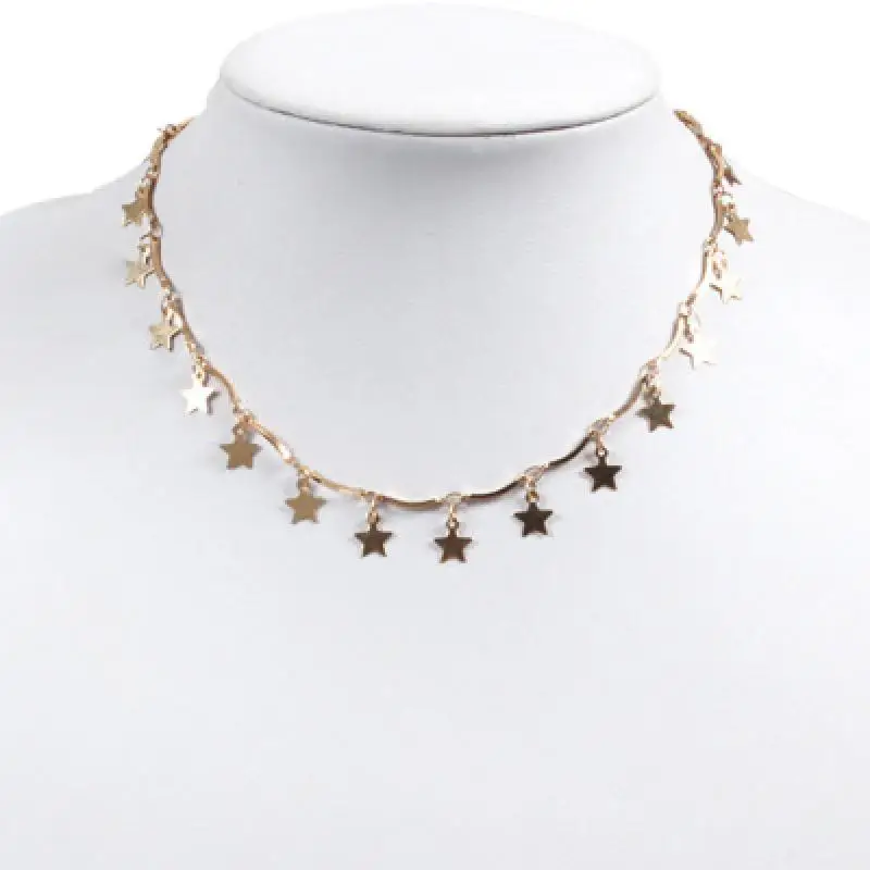 Модное ювелирное женское золотое серебряное ожерелье со звездами Кулон на шею