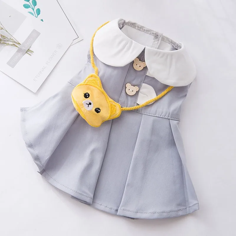 

Pet Skirt Spring And Summer Thin Breathable Cat Clothes Teddy Mini Bear Satchel Vest
