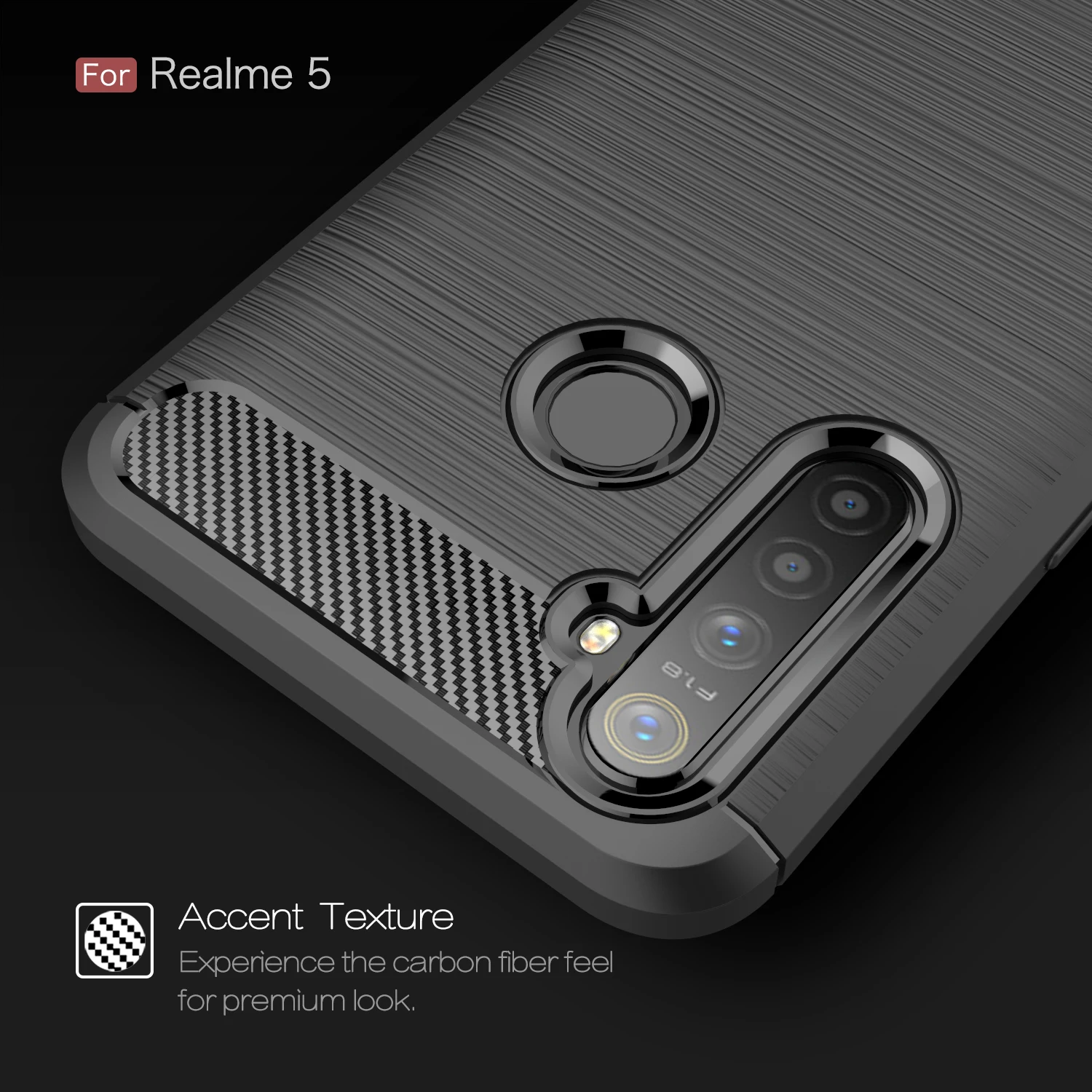 Для Oppo Realme 5i чехол Мягкий ТПУ задняя крышка противоударный бампер из углеродного