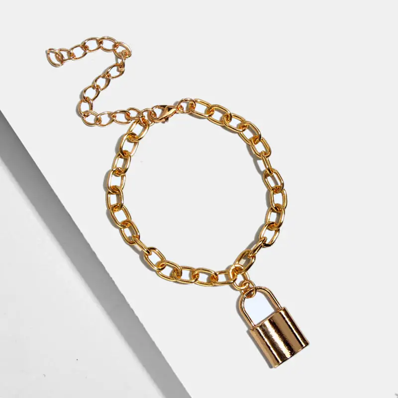 Ожерелье в стиле панк с простой подвеской виде висячего замка для женщин хип хоп