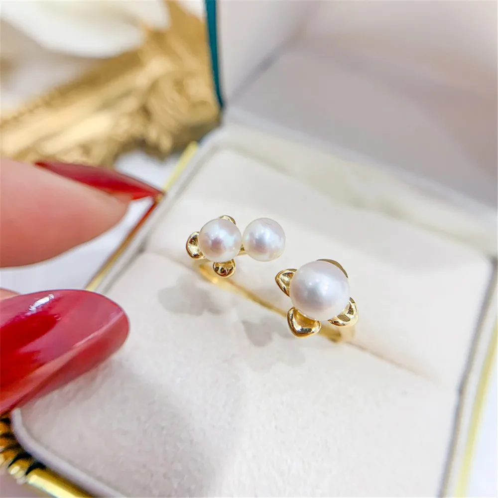 

Fashion Rings Resizable Design Rings Base 925 Sterling Silver Pearl Rings Settings Women DIY Pearl Rings Accessory No Pearl