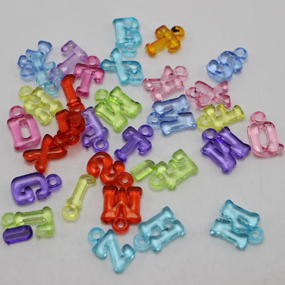 200 различных прозрачных акриловых подвесок с буквами алфавита 14 мм | Украшения и