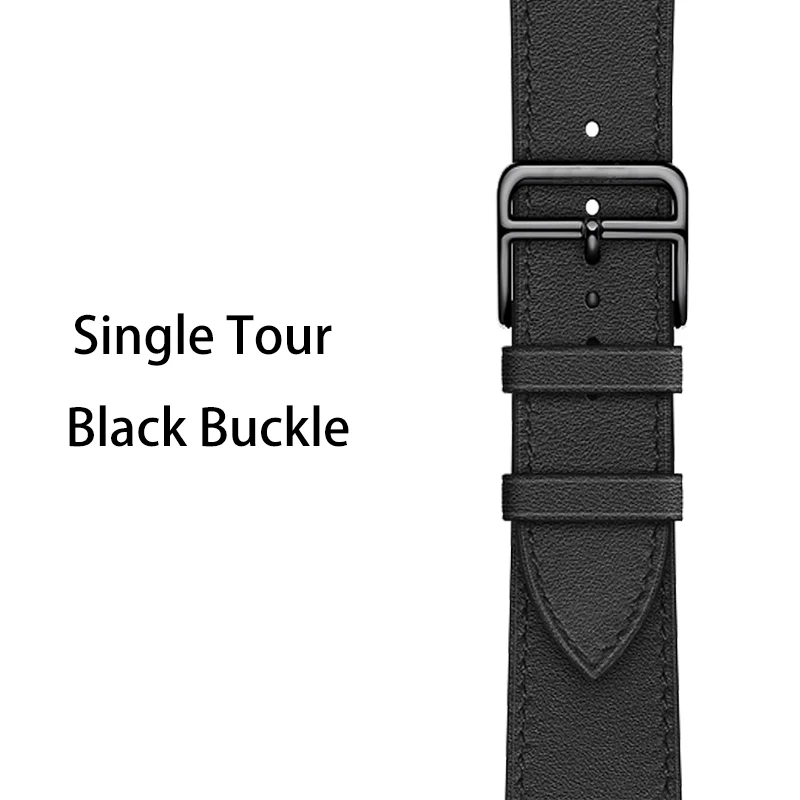 Singel-Black 40 мм 44 мм черный ремешок для Apple Watch Series 5 ремешок для часов из натуральной кожи браслет один двойной тур полосы для iWatch серии 3 2 - Цвет ремешка: Singel-Black
