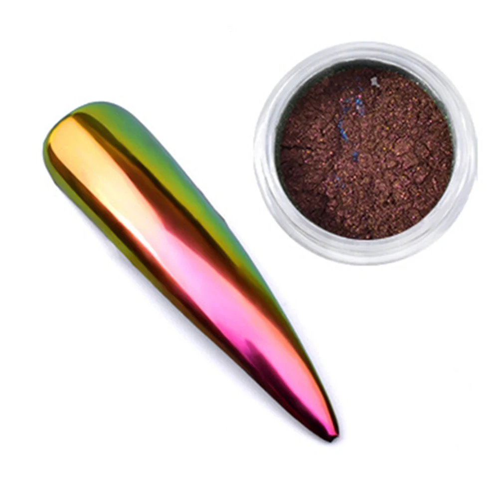 Зеркало Хамелеон блеск для ногтей порошок хром пигмент Блестящий Фиолетовый